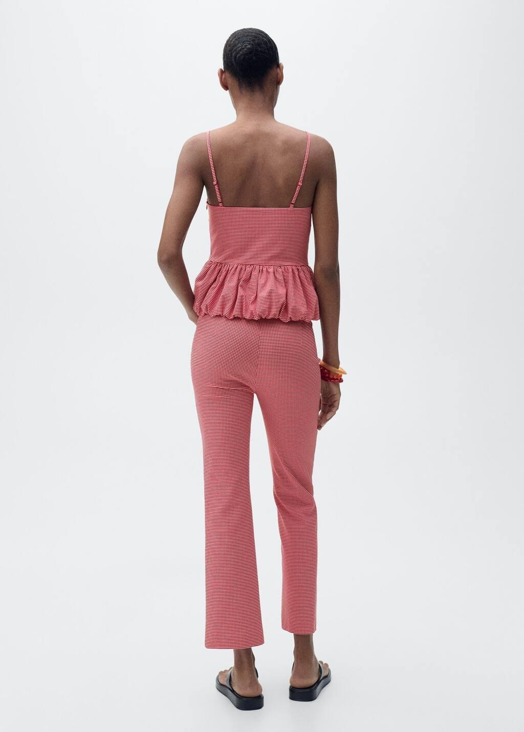 Red Gingham-Check Cropped Trousers, , large image number 4
