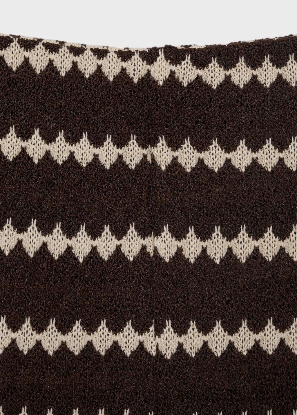 Brown Knitted Trousers With Geometric Print, , large image number 2