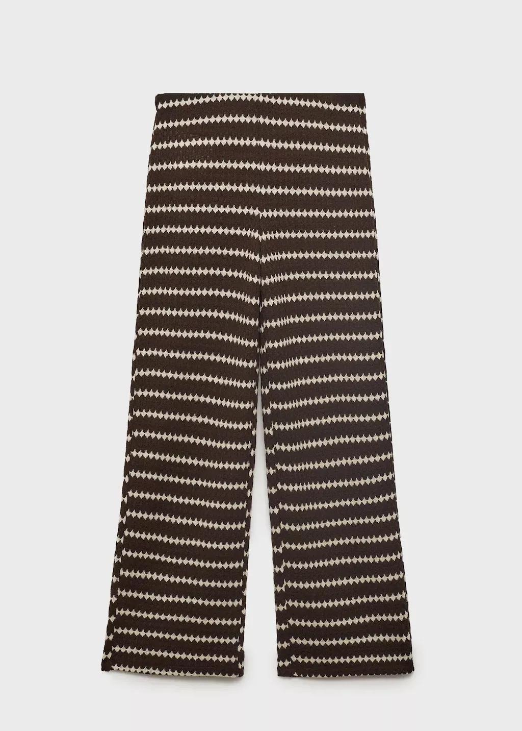 Brown Knitted Trousers With Geometric Print, , large image number 3