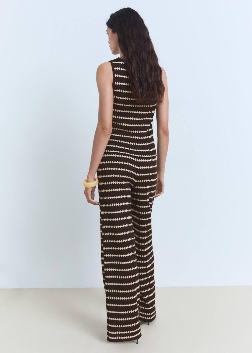 Brown Knitted Trousers With Geometric Print, , large image number 4