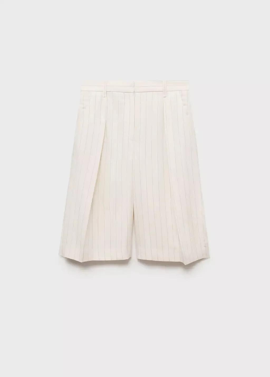NATURAL WHITE Striped linen-blend bermuda shorts, , large image number 3