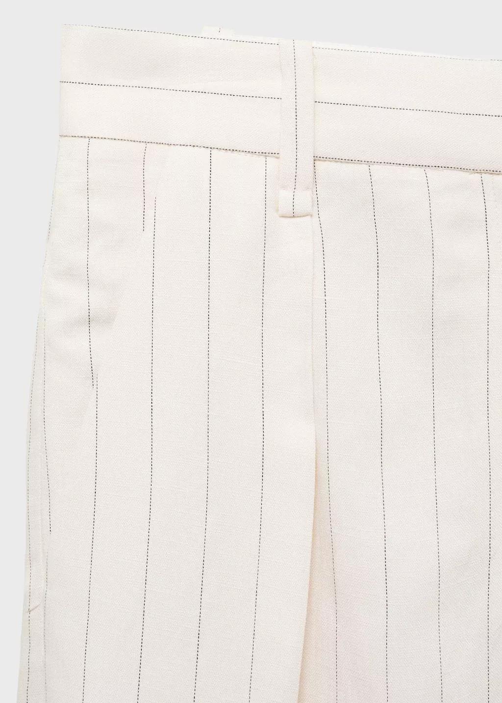 NATURAL WHITE Striped linen-blend bermuda shorts, , large image number 5