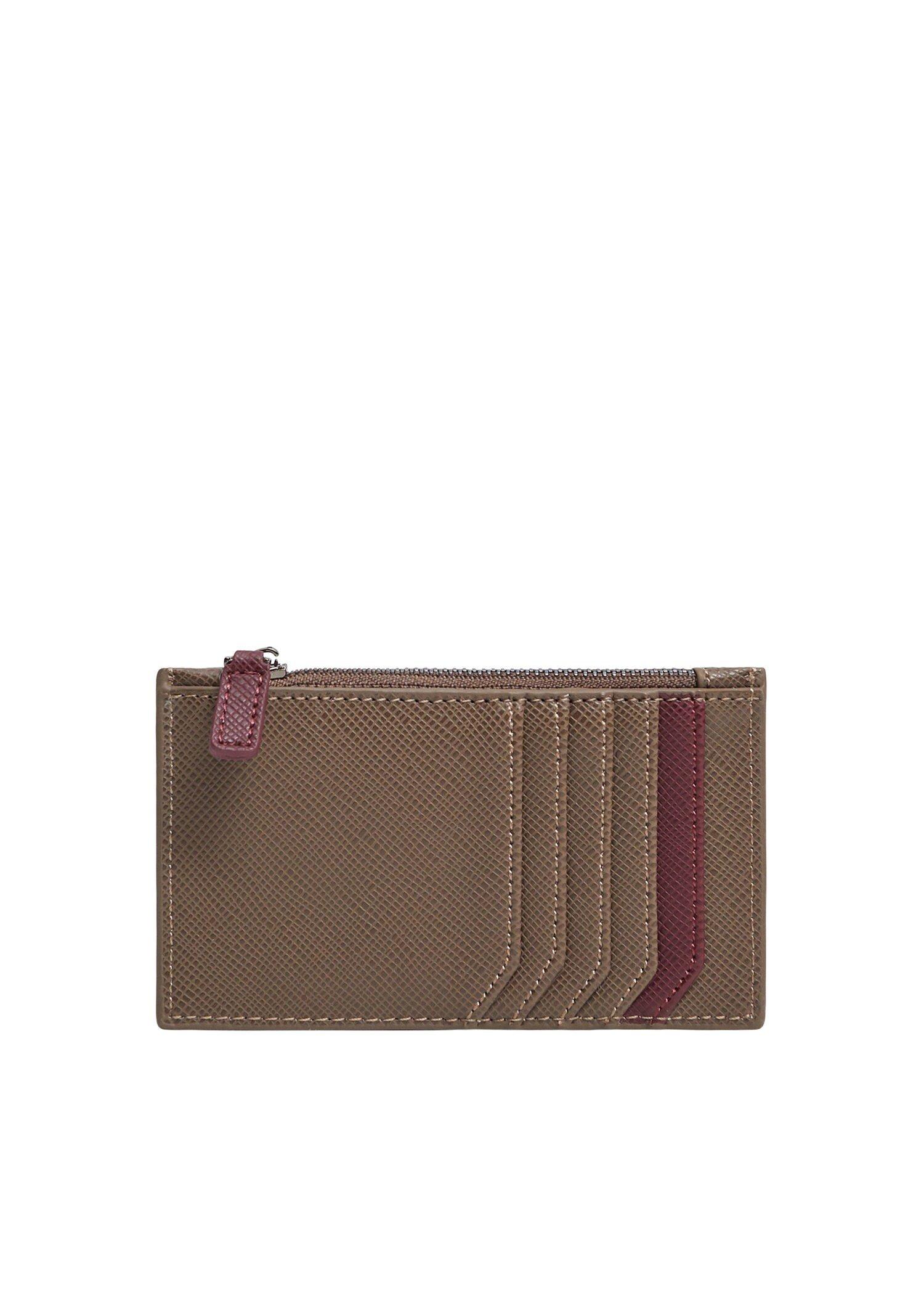 Pastel Brown Saffiano-Effect Cardholder, Men, , large image number 0