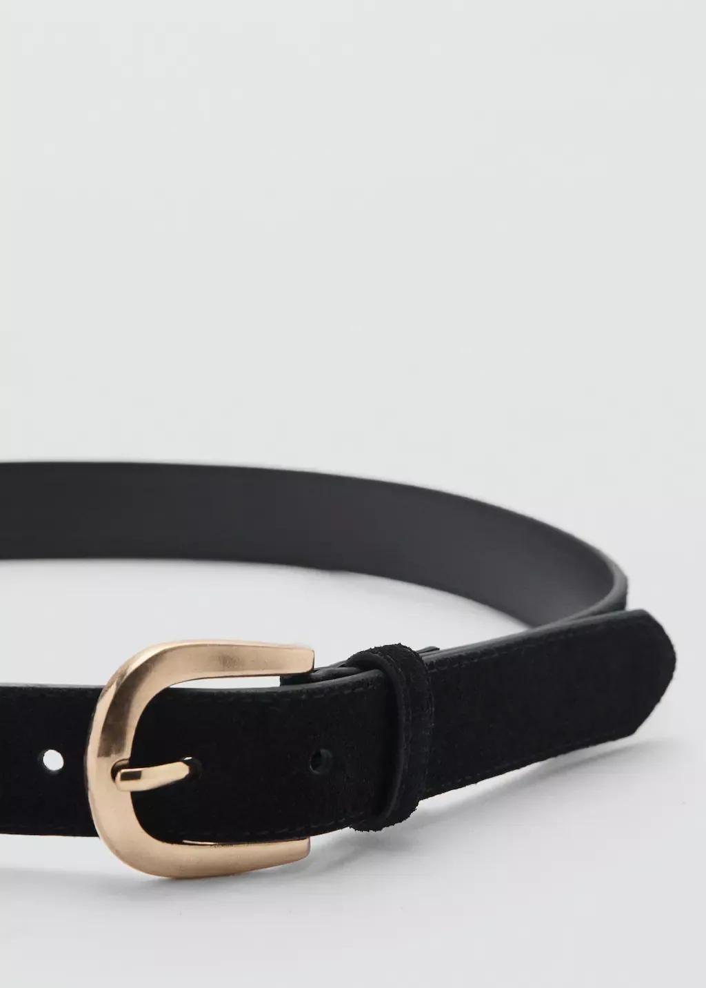 Black 100% Leather Belt, , large image number 1