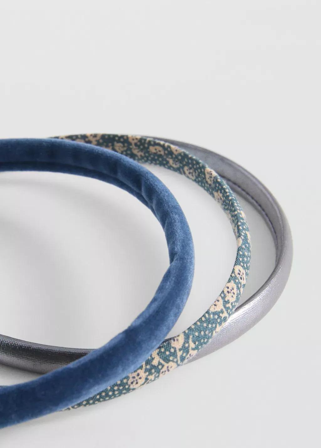 Blue Set Of 3 Headbands, Kids Girl, Medium Blue, large image number 0