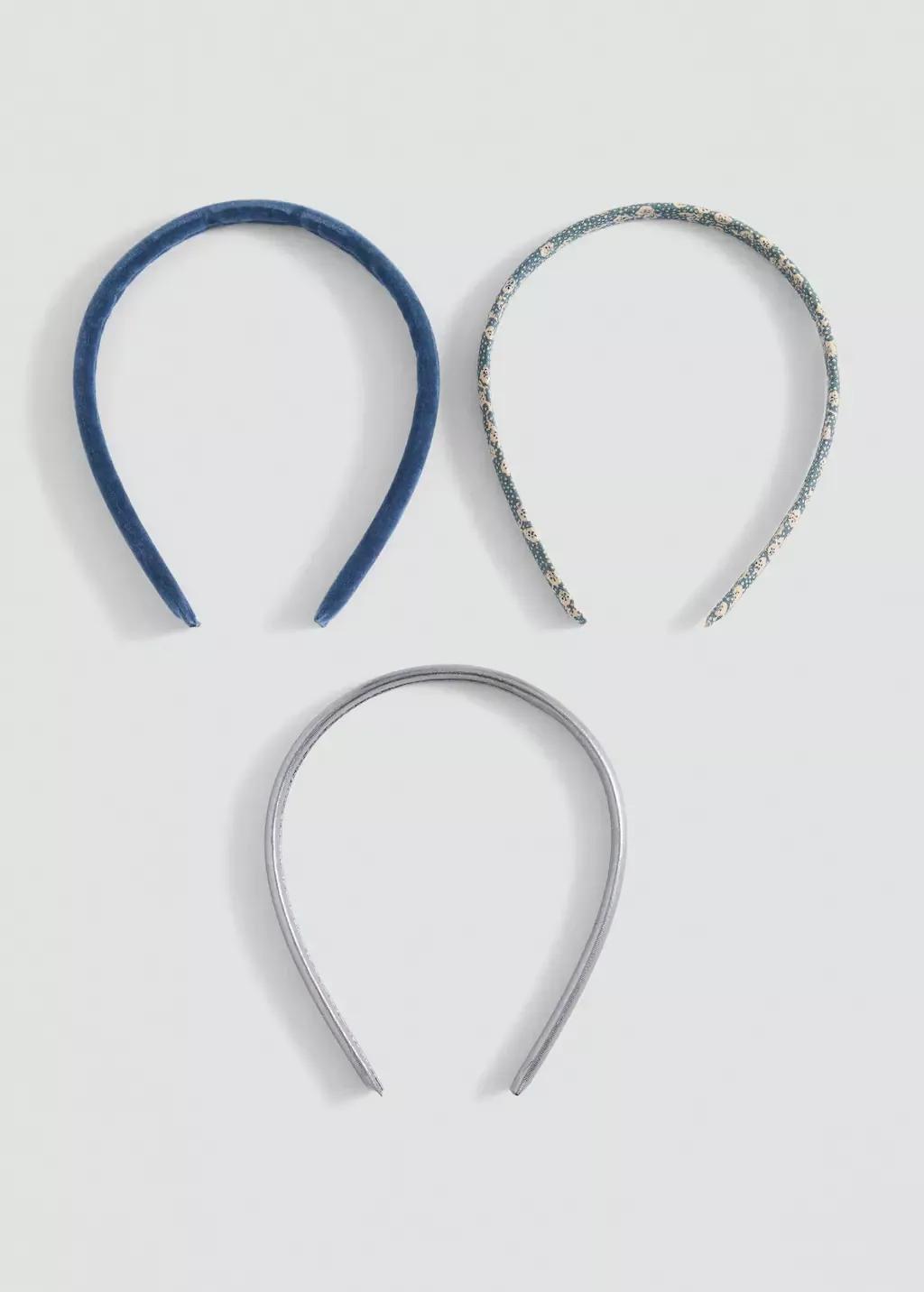 Blue Set Of 3 Headbands, Kids Girl, Medium Blue, large image number 2