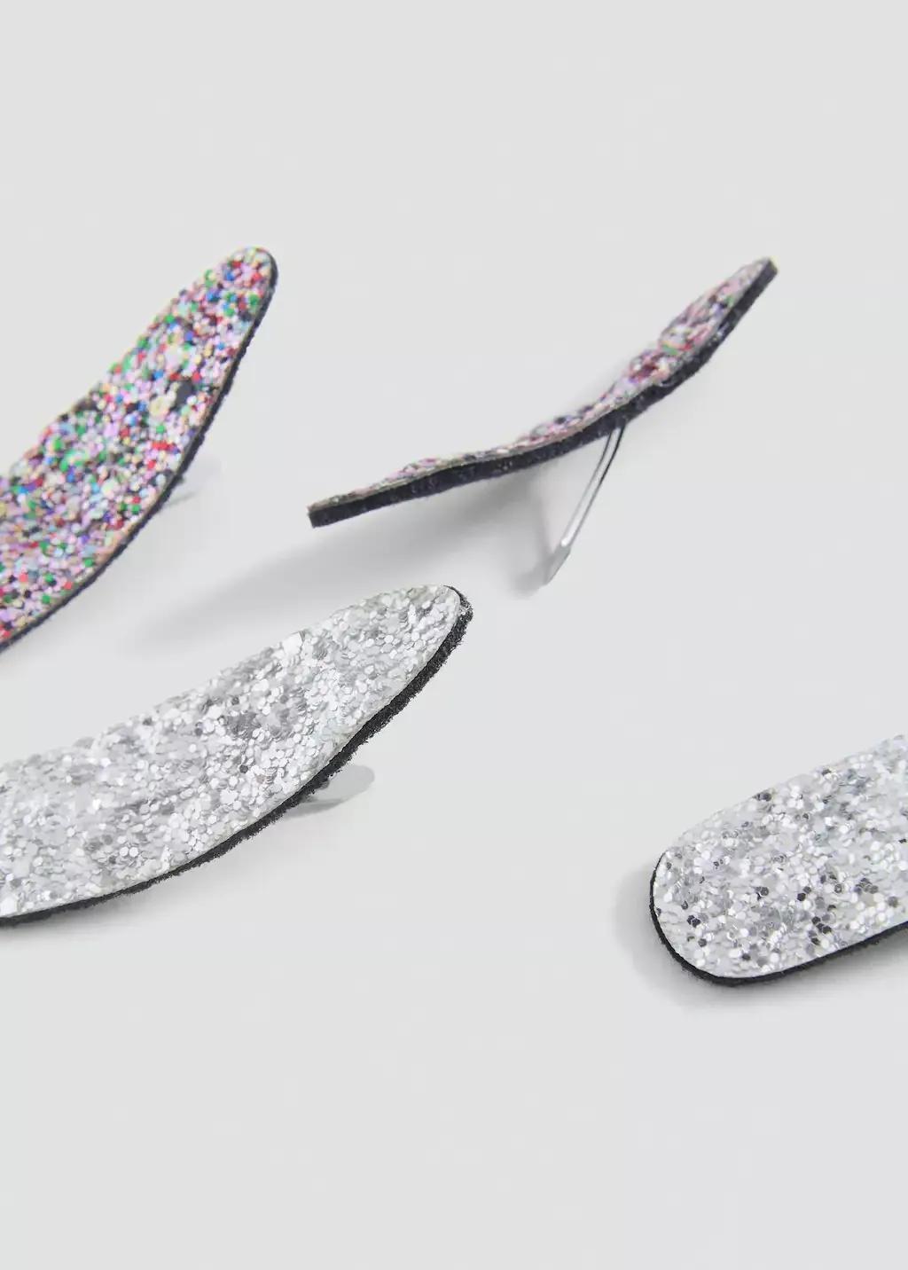 Silver Hairclip Set Of 4, Kids Girl, Silver, large image number 0