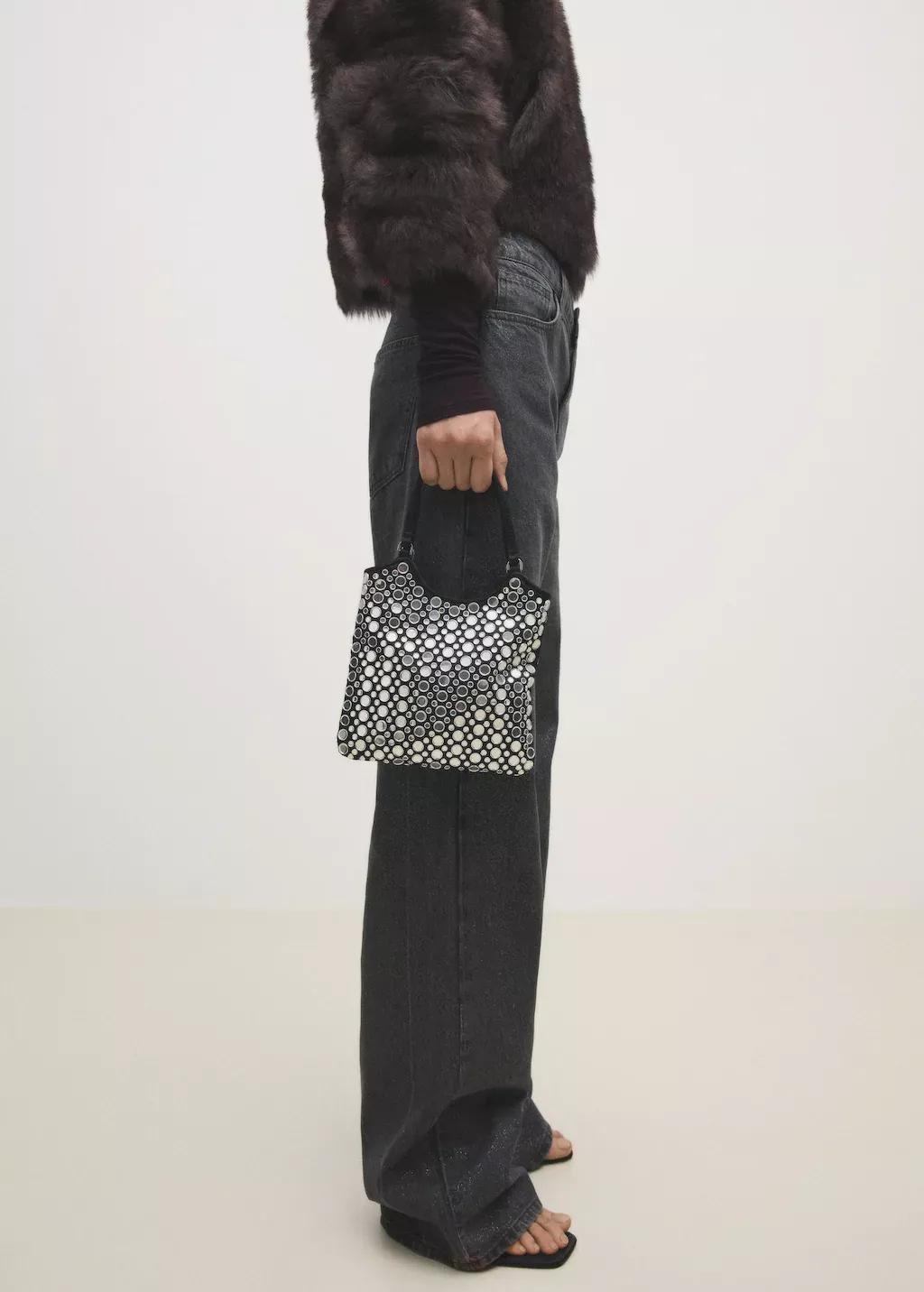 Black Mini Bag With Mirror Detail, Black, large image number 7