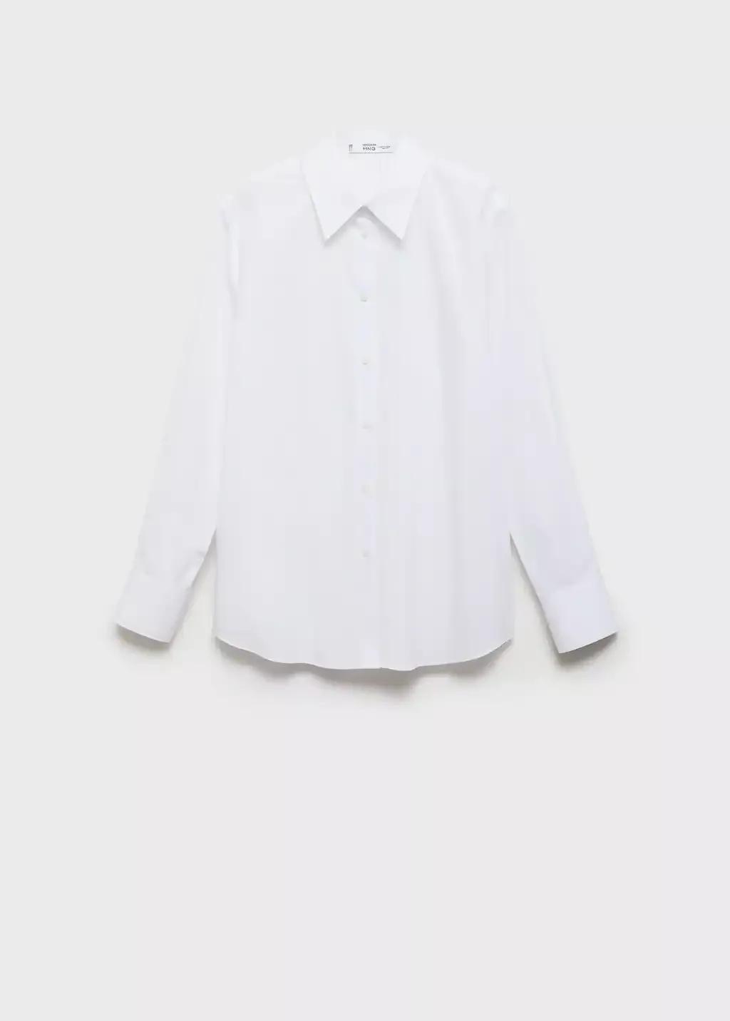White Regular Cotton Lyocell-Blend Shirt, , large image number 4