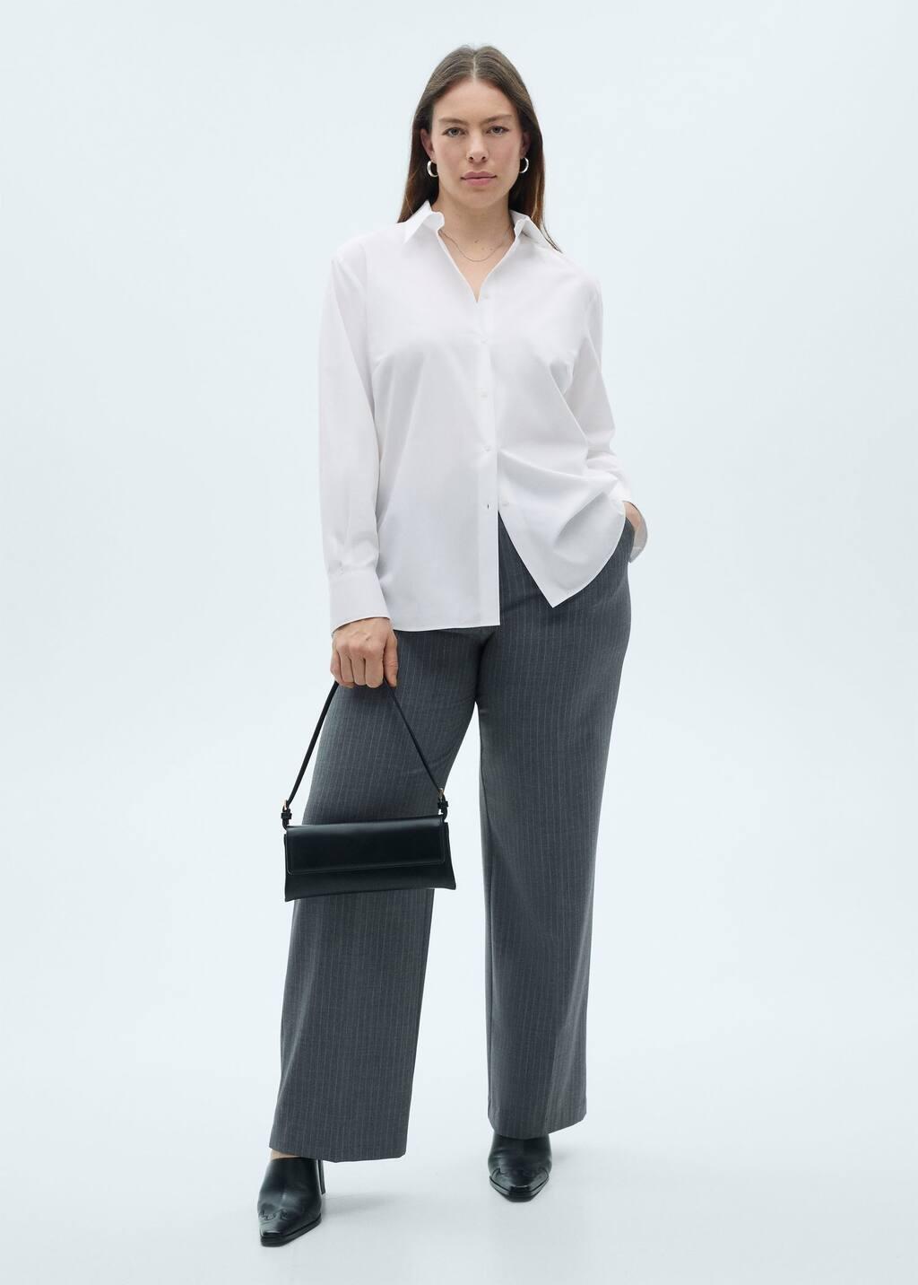White Regular Cotton Lyocell-Blend Shirt, , large image number 5