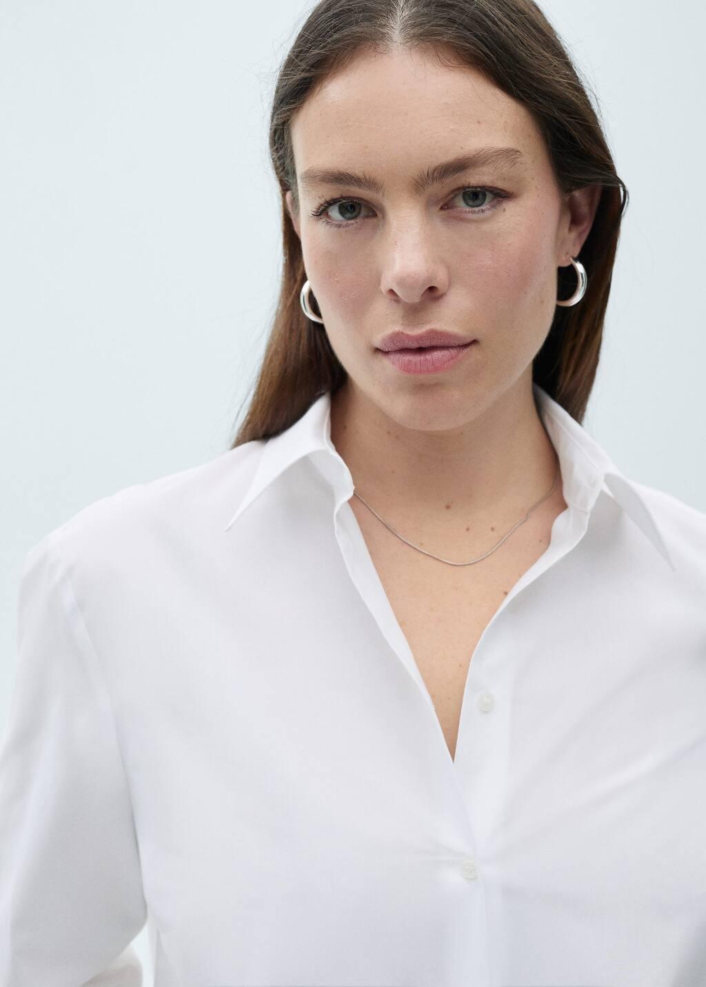 White Regular Cotton Lyocell-Blend Shirt, , large image number 6