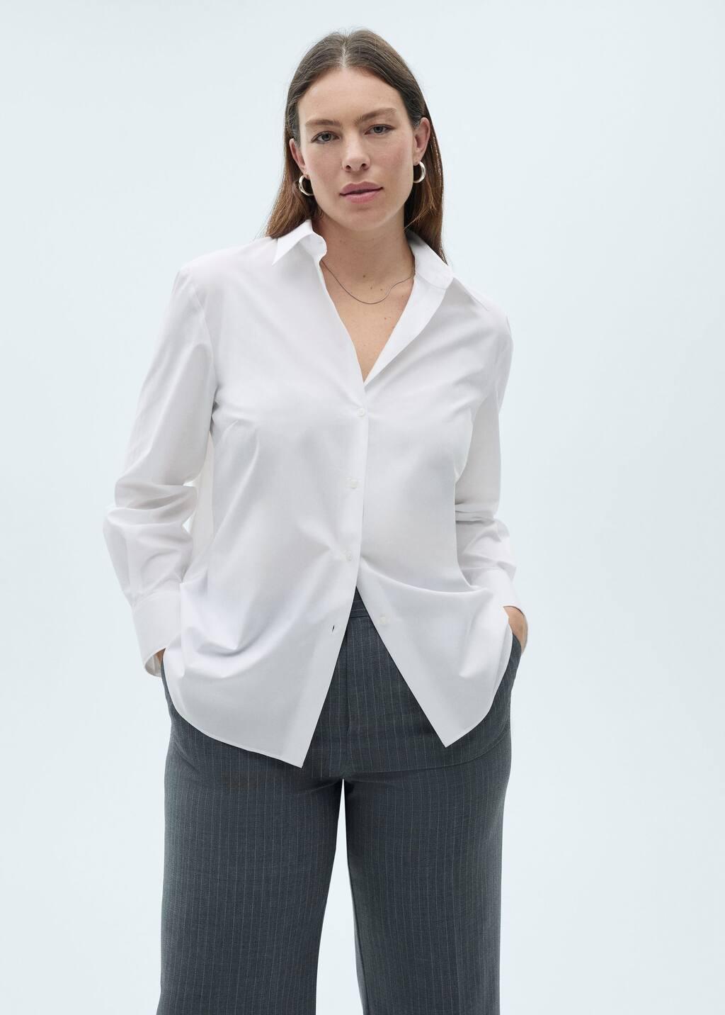 White Regular Cotton Lyocell-Blend Shirt, , large image number 7