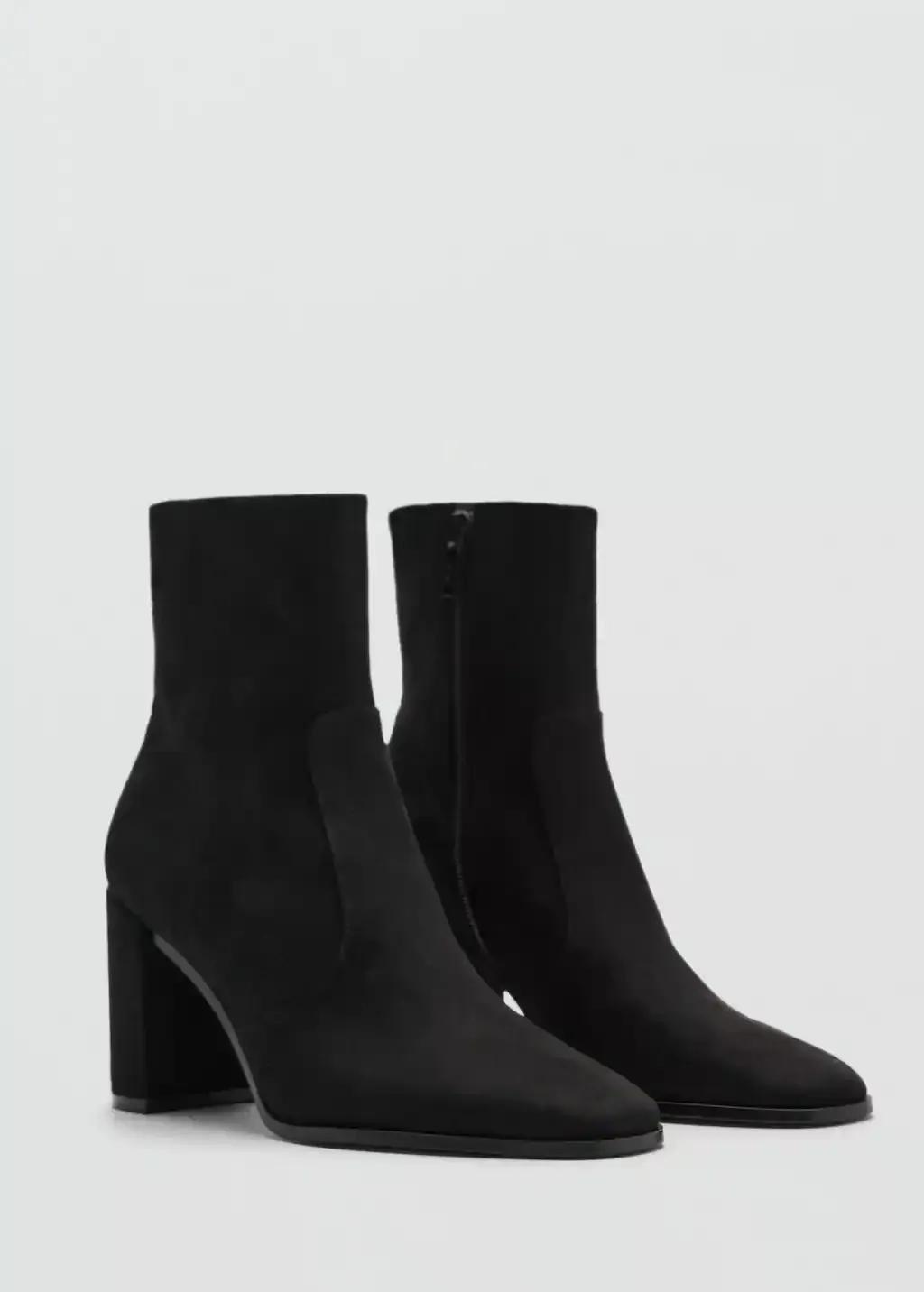 Black Suede Leather Effect Ankle Boot, , large image number 0