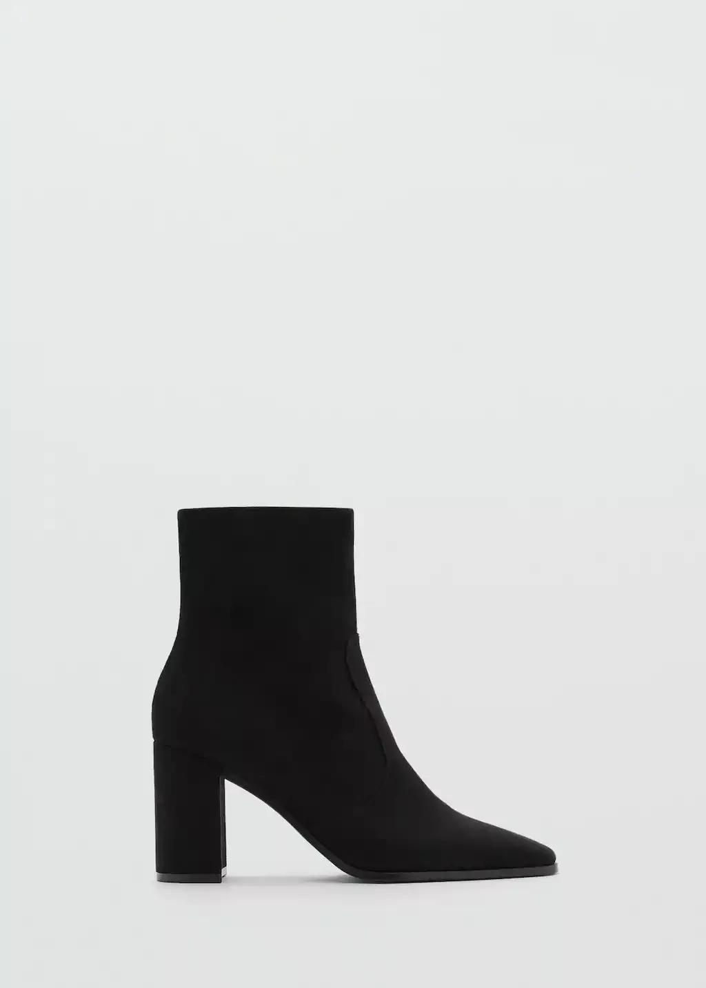 Black Suede Leather Effect Ankle Boot, , large image number 4