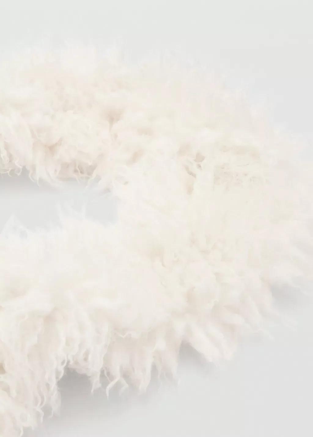 Beige Fur Effect Scarf, Light Beige, large image number 0