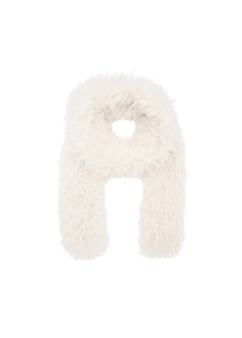 Beige Fur Effect Scarf, Light Beige, large image number 2