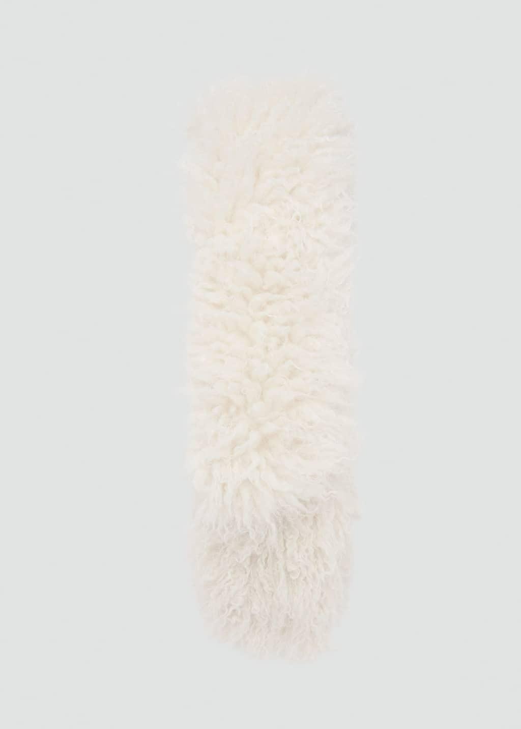 Beige Fur Effect Scarf, Light Beige, large image number 3