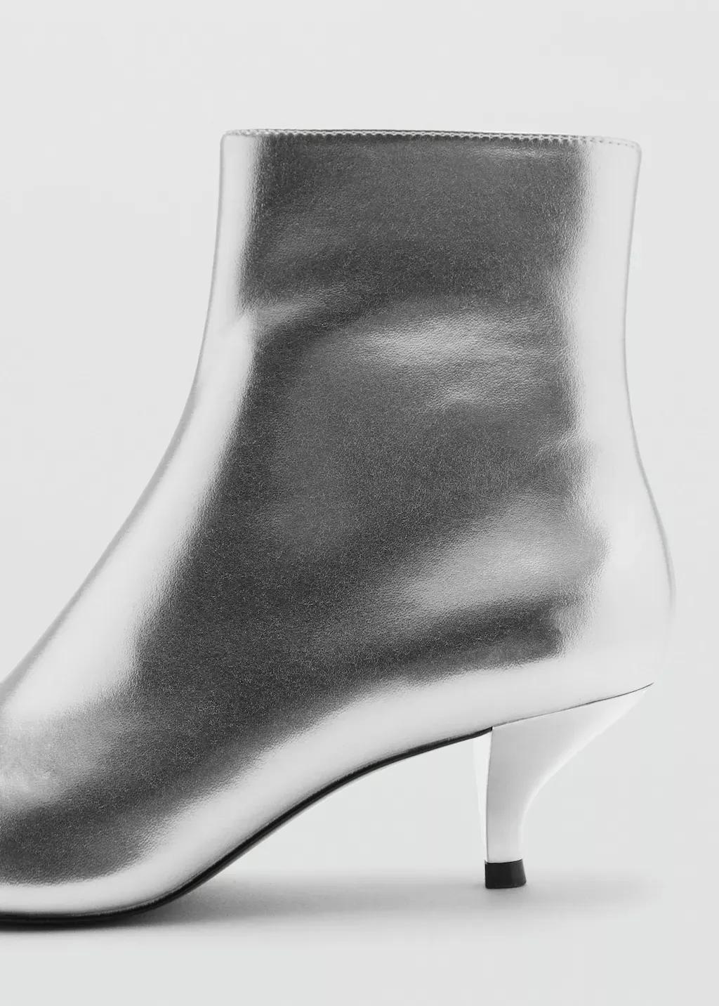 Silver Metallic Effect Pointed Toe Boot, , large image number 1