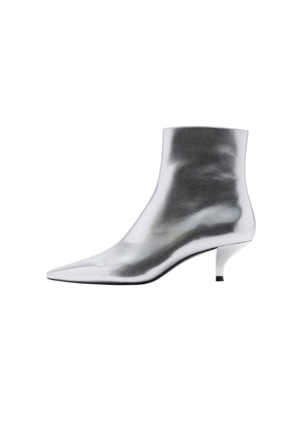 Silver Metallic Effect Pointed Toe Boot, 0201_PL, large image number 2