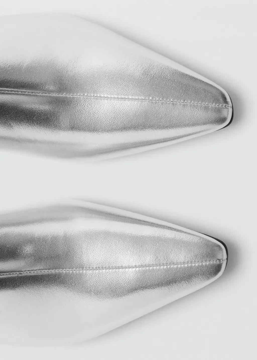 Silver Metallic Effect Pointed Toe Boot, 0201_PL, large image number 3