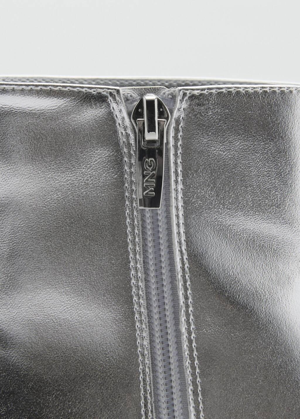 Silver Metallic Effect Pointed Toe Boot, 0201_PL, large image number 5