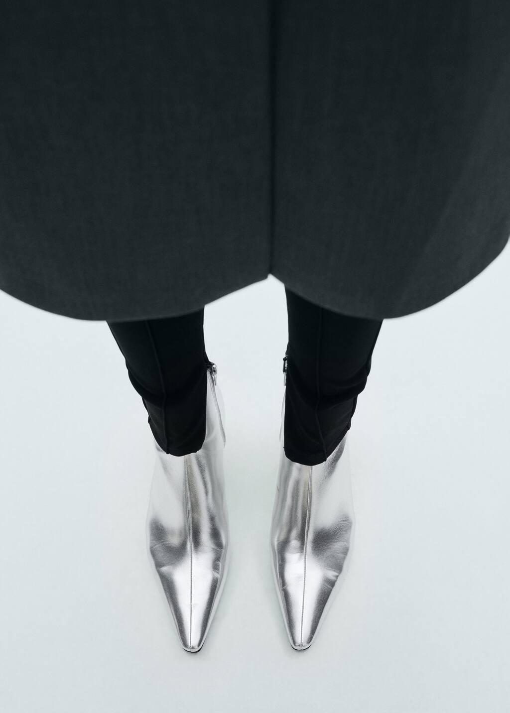 Silver Metallic Effect Pointed Toe Boot, , large image number 6