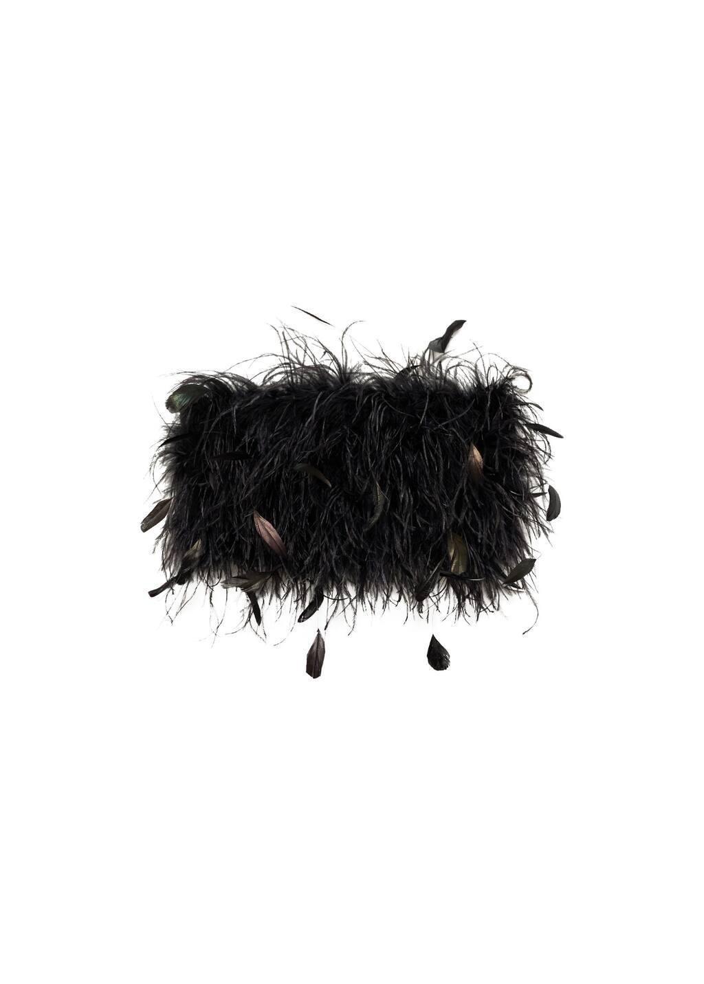 Black Feather Bandeau-Style Top, , large image number 2