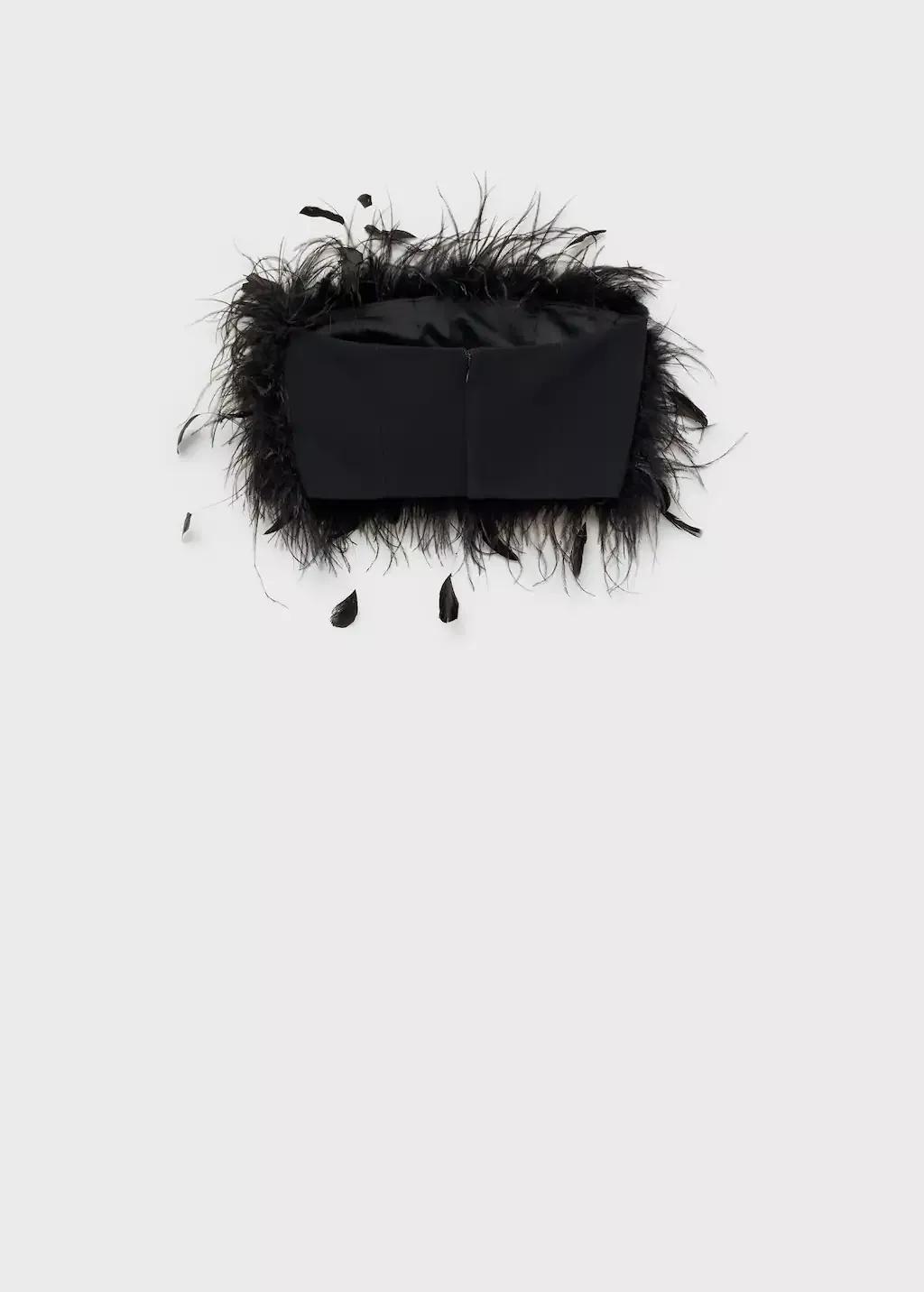 Black Feather Bandeau-Style Top, , large image number 3