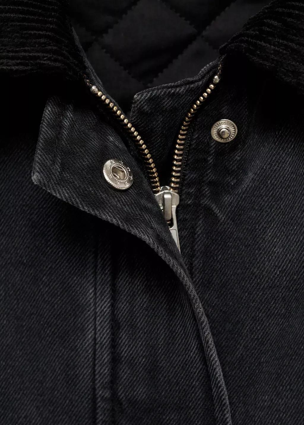 Grey Jacket With Corduroy Collar Pockets, , large image number 4