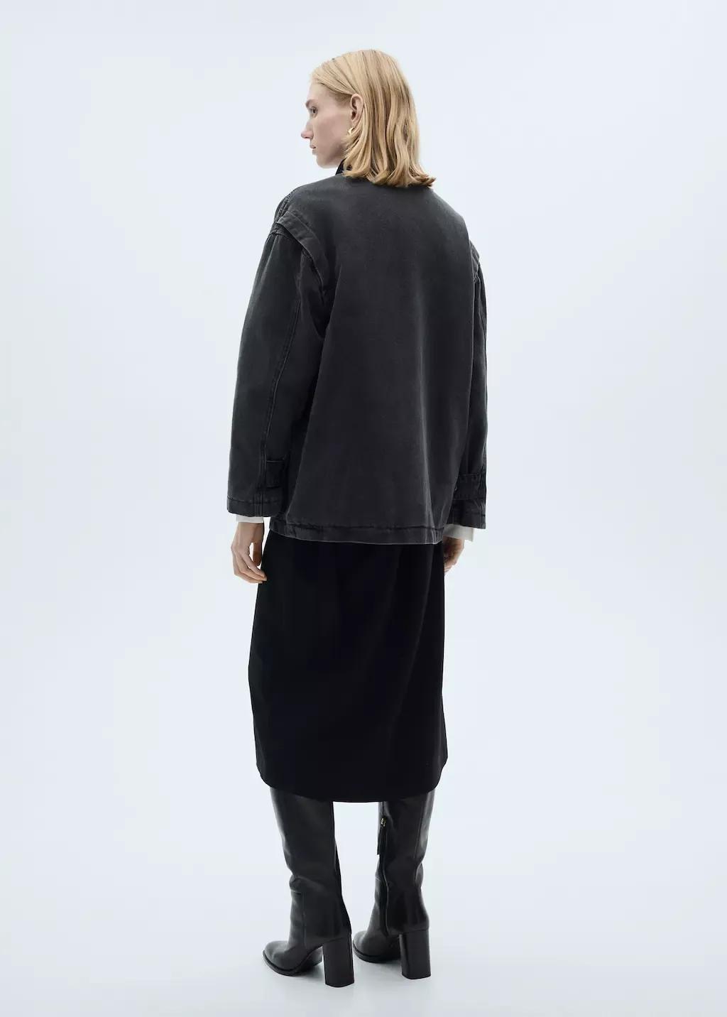 Grey Jacket With Corduroy Collar Pockets, , large image number 8