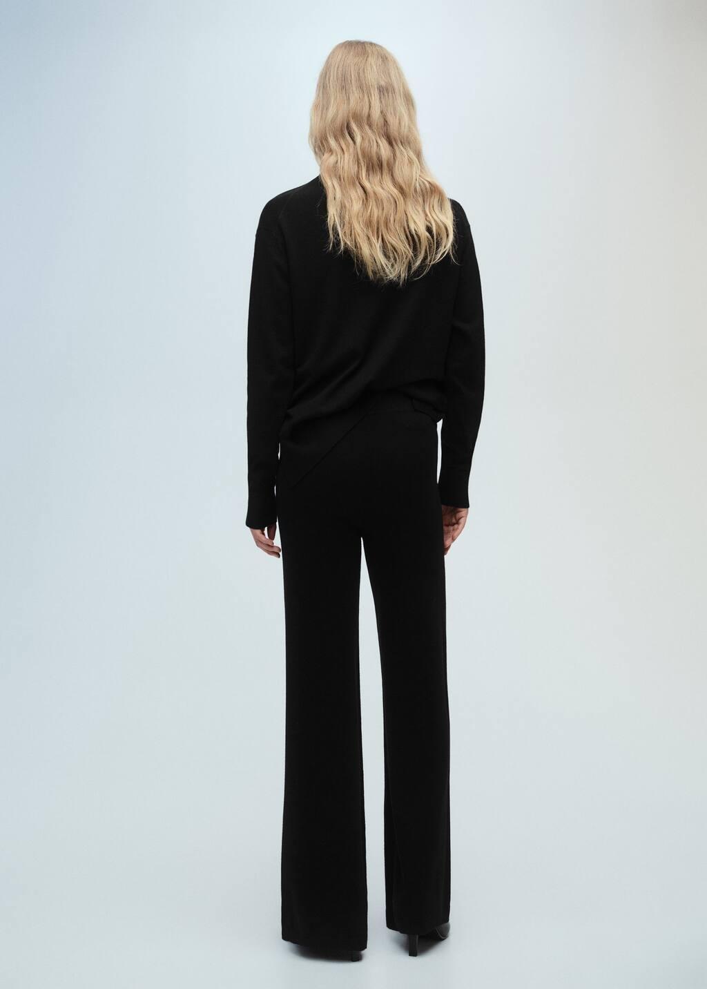 Black Knitted Wide Leg Trousers, , large image number 5