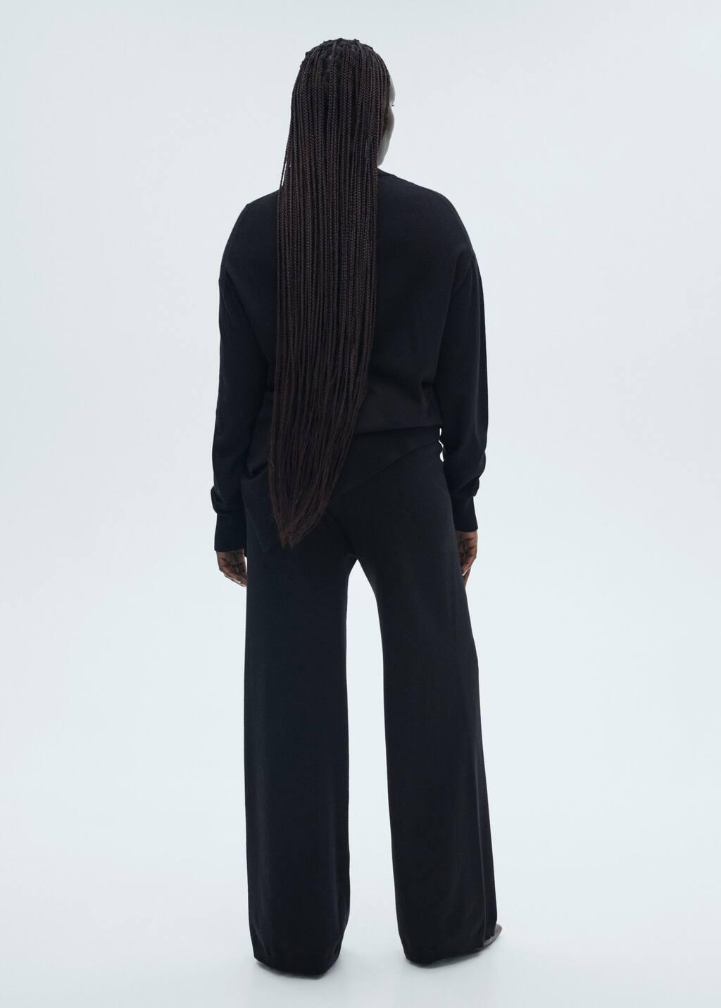 Black Knitted Wide Leg Trousers, , large image number 6
