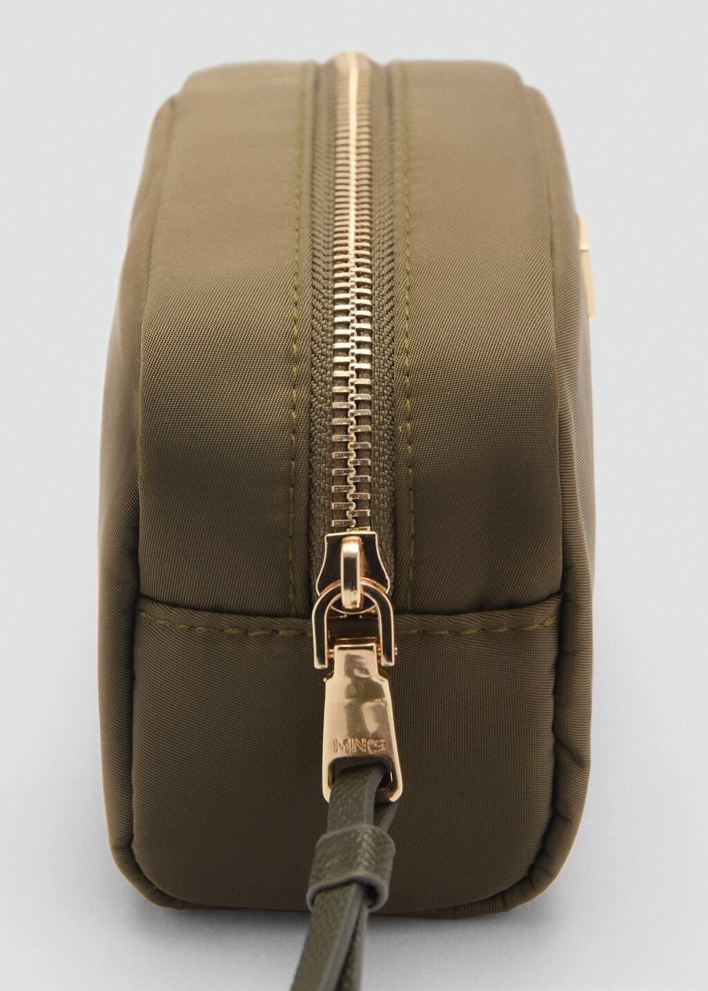 Khaki Zipped Nylon Cosmetics Bag, Beige - Khaki, large image number 1