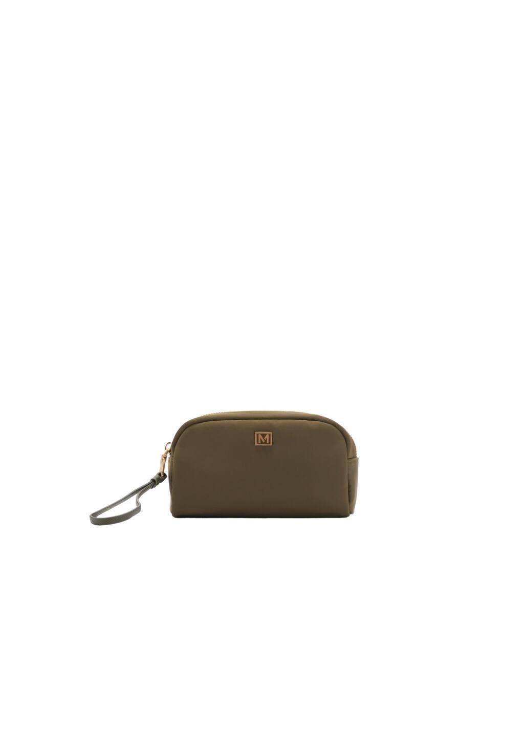 Khaki Zipped Nylon Cosmetics Bag, Beige - Khaki, large image number 2