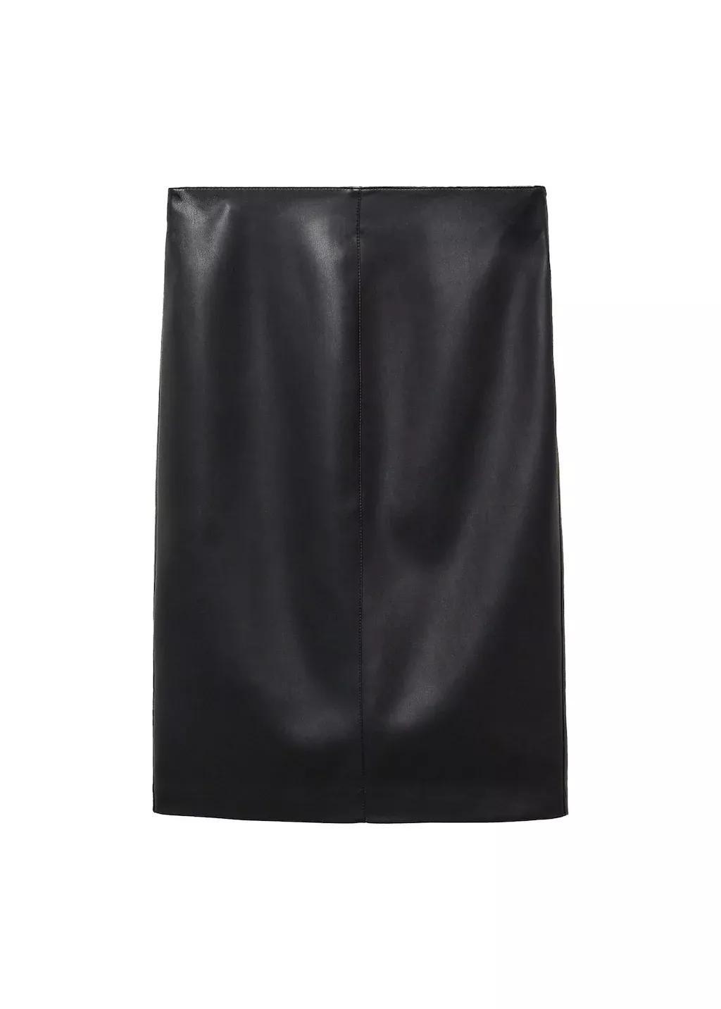 Black Faux-Leather Pencil Skirt, , large image number 3