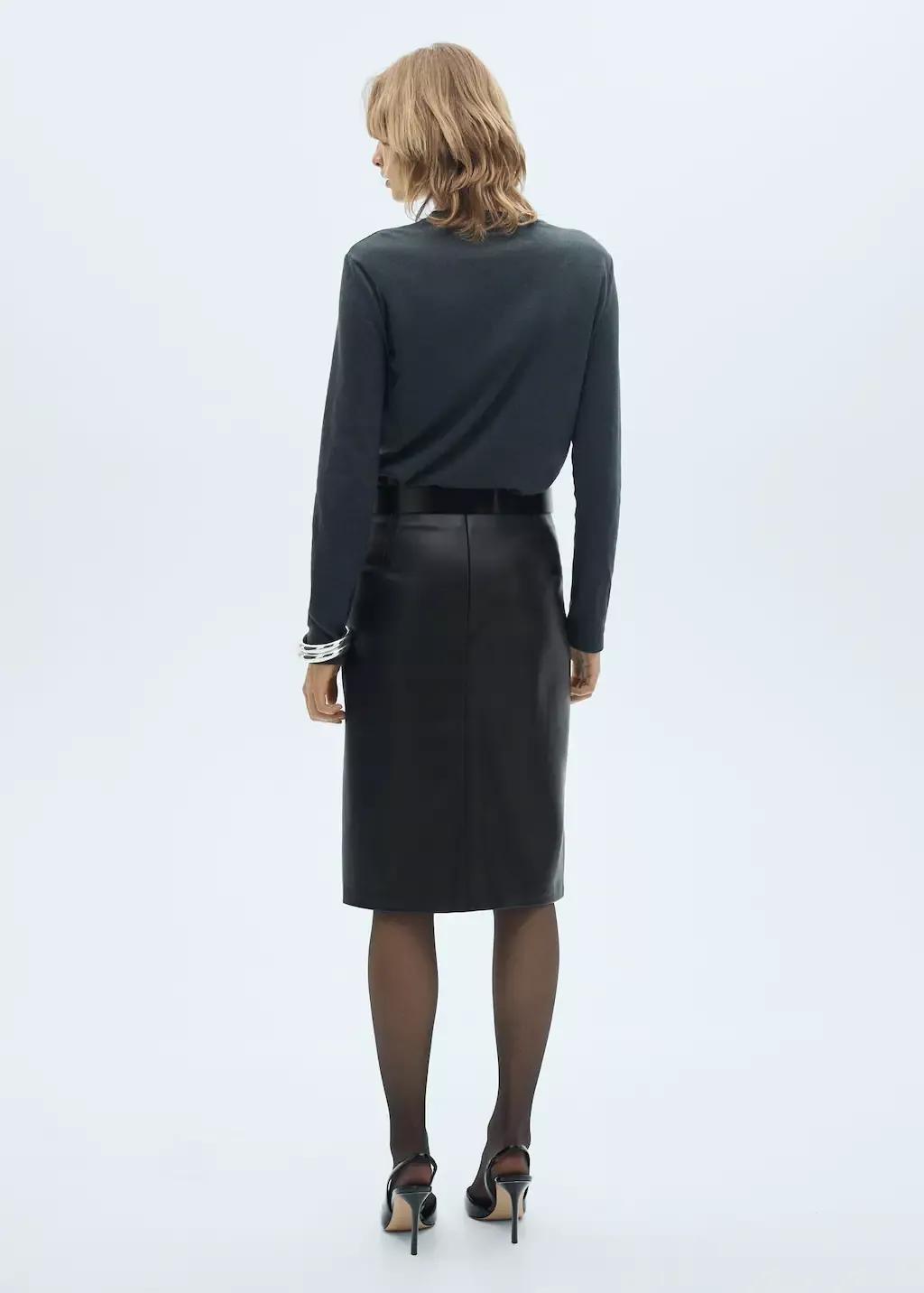 Black Faux-Leather Pencil Skirt, , large image number 9
