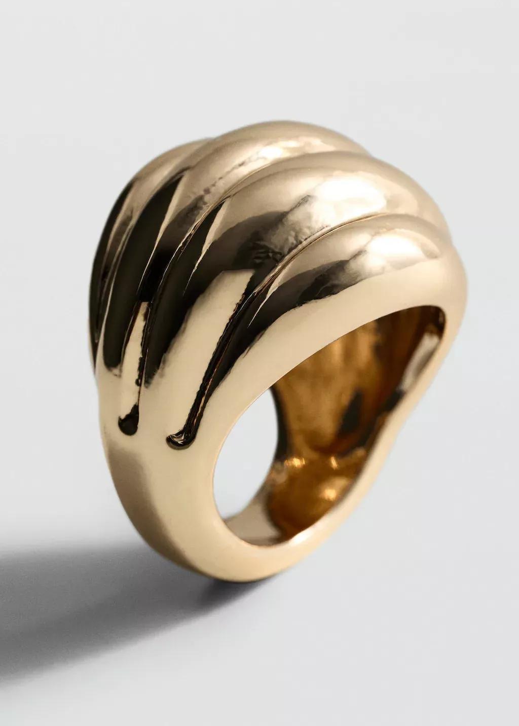Gold Textured Embossed Ring, , large image number 0