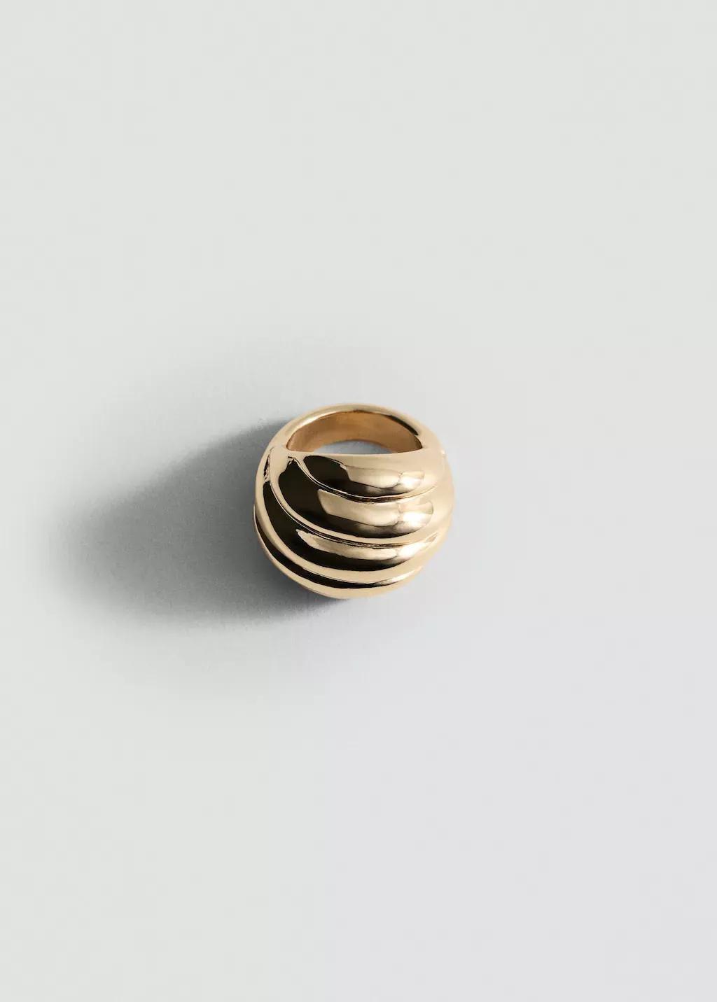 Gold Textured Embossed Ring, , large image number 4