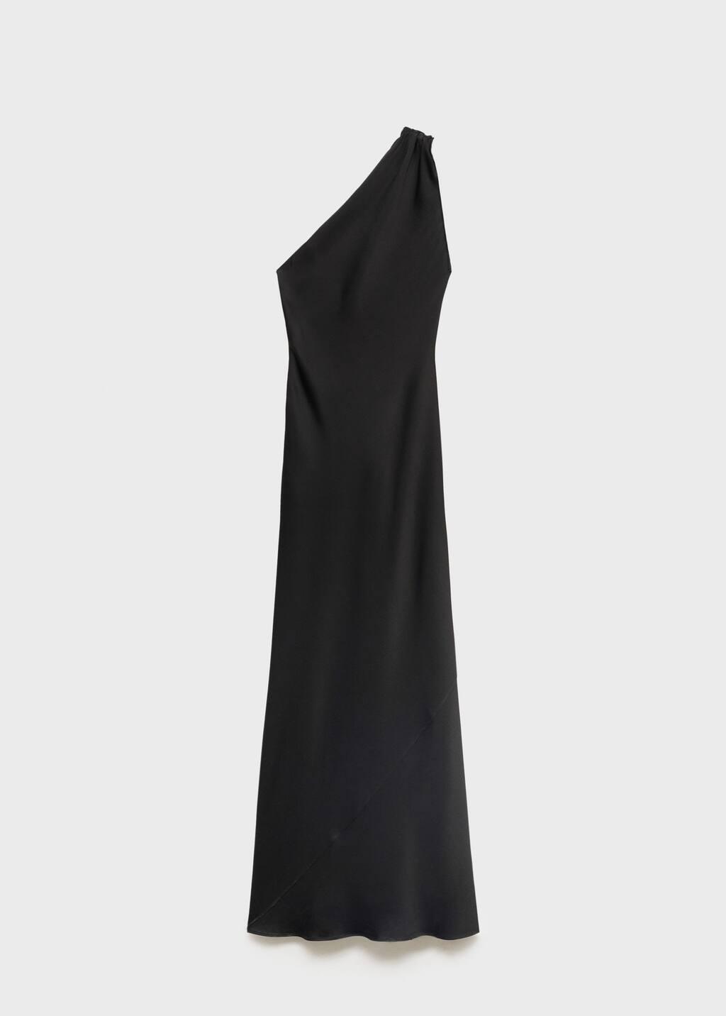 Black Asymmetrical Bow-Neck Dress, , large image number 4