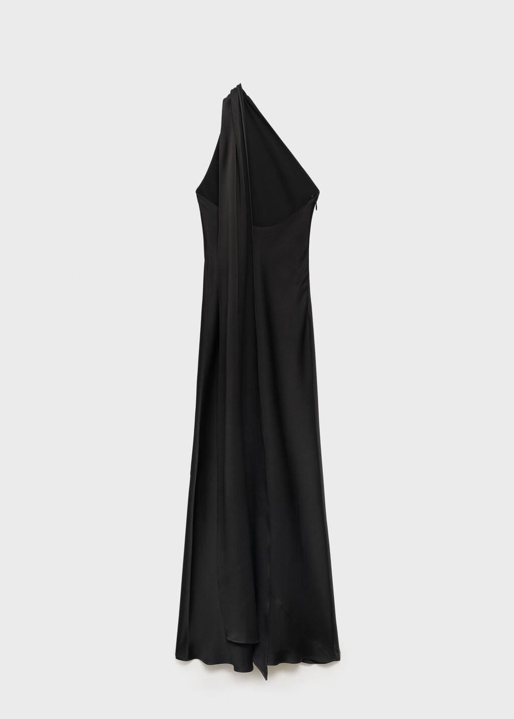 Black Asymmetrical Bow-Neck Dress, , large image number 5