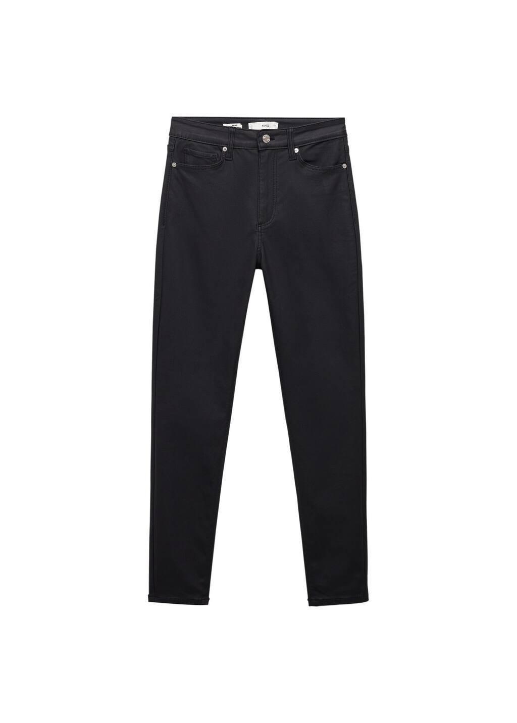 Black Waxed Mid-Rise Skinny Jeans, , large image number 2