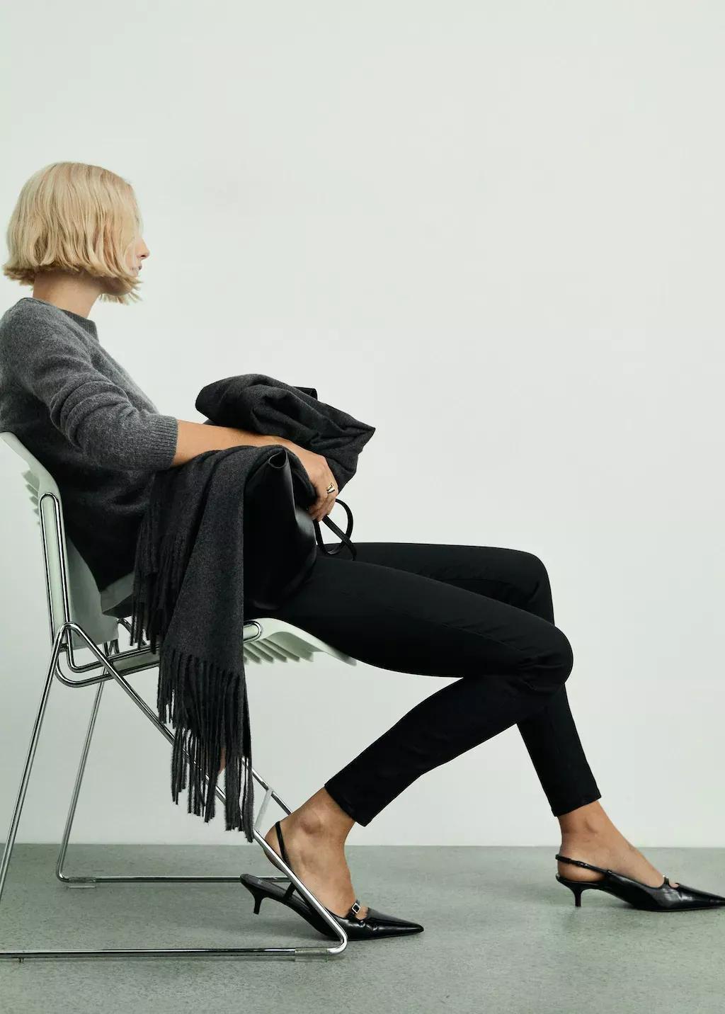 Black Waxed Mid-Rise Skinny Jeans, , large image number 3