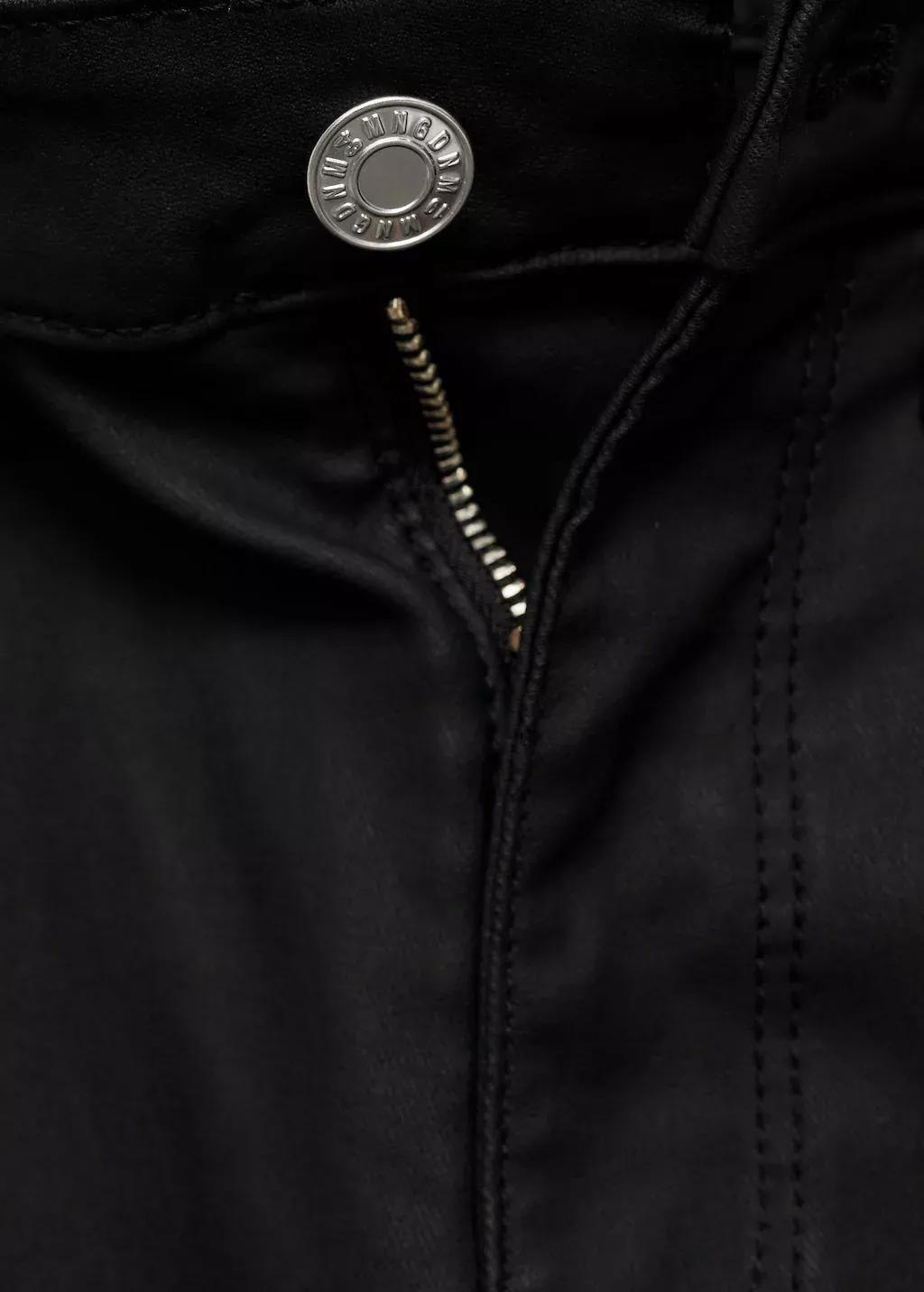 Black Waxed Mid-Rise Skinny Jeans, , large image number 4