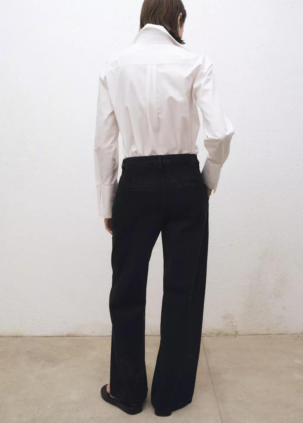 Grey Wide-Leg Pleated Jeans, , large image number 5