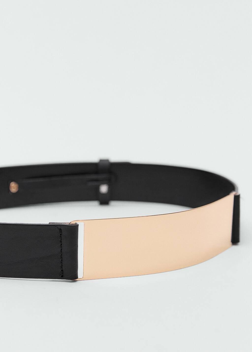 Black Maxi Leather Belt With Metallic Detail, , large image number 0