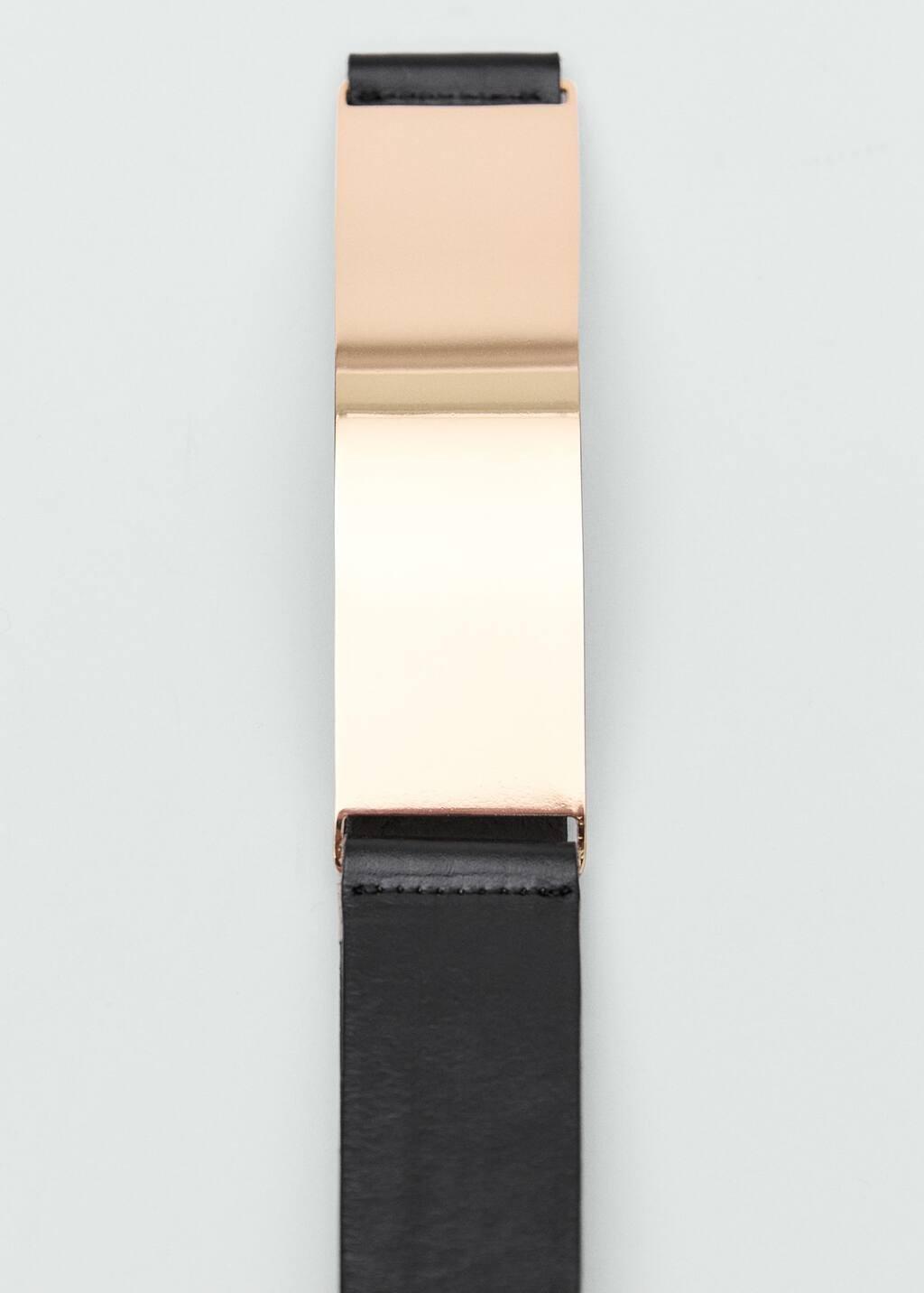Black Maxi Leather Belt With Metallic Detail, , large image number 1