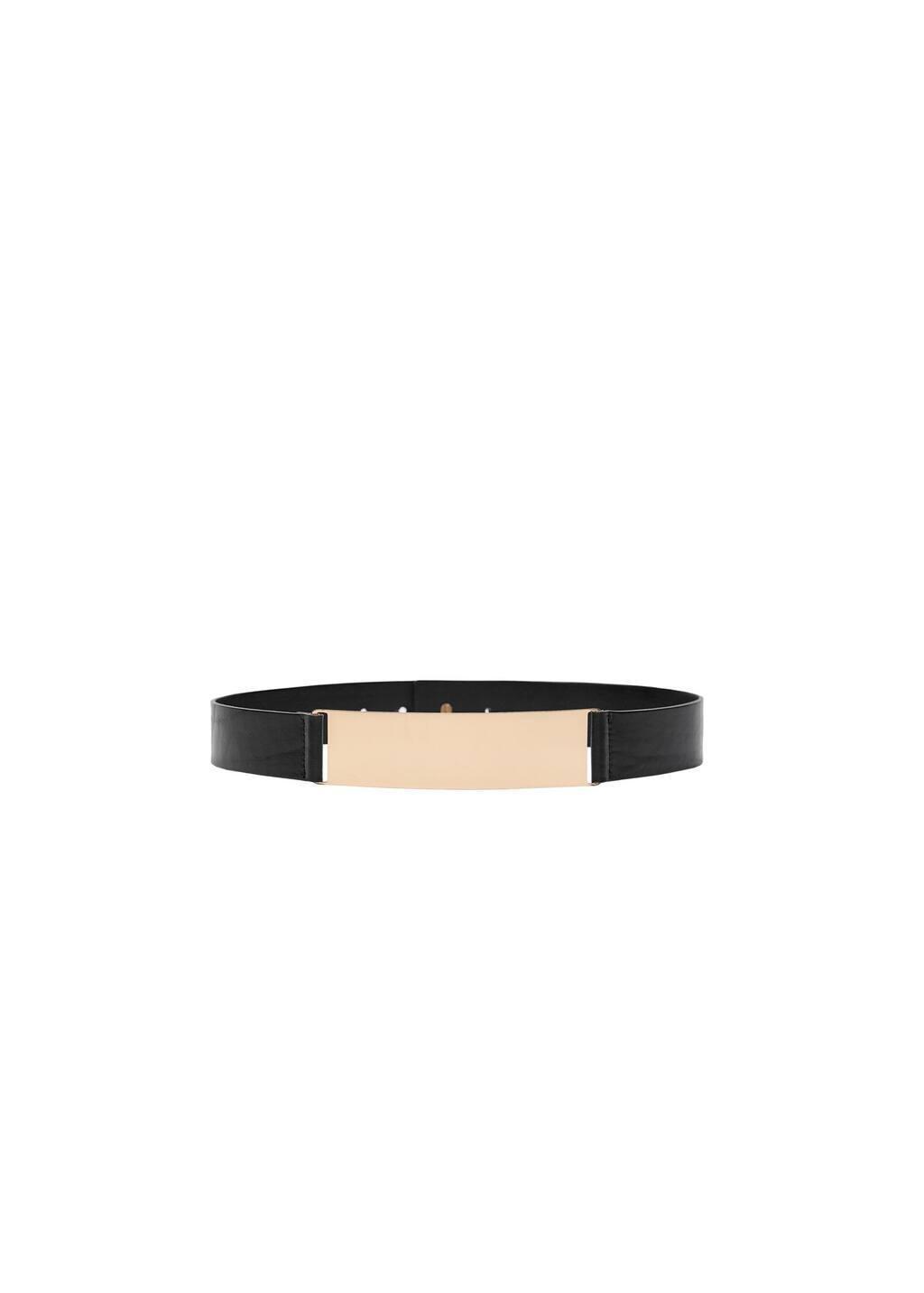 Black Maxi Leather Belt With Metallic Detail, , large image number 2
