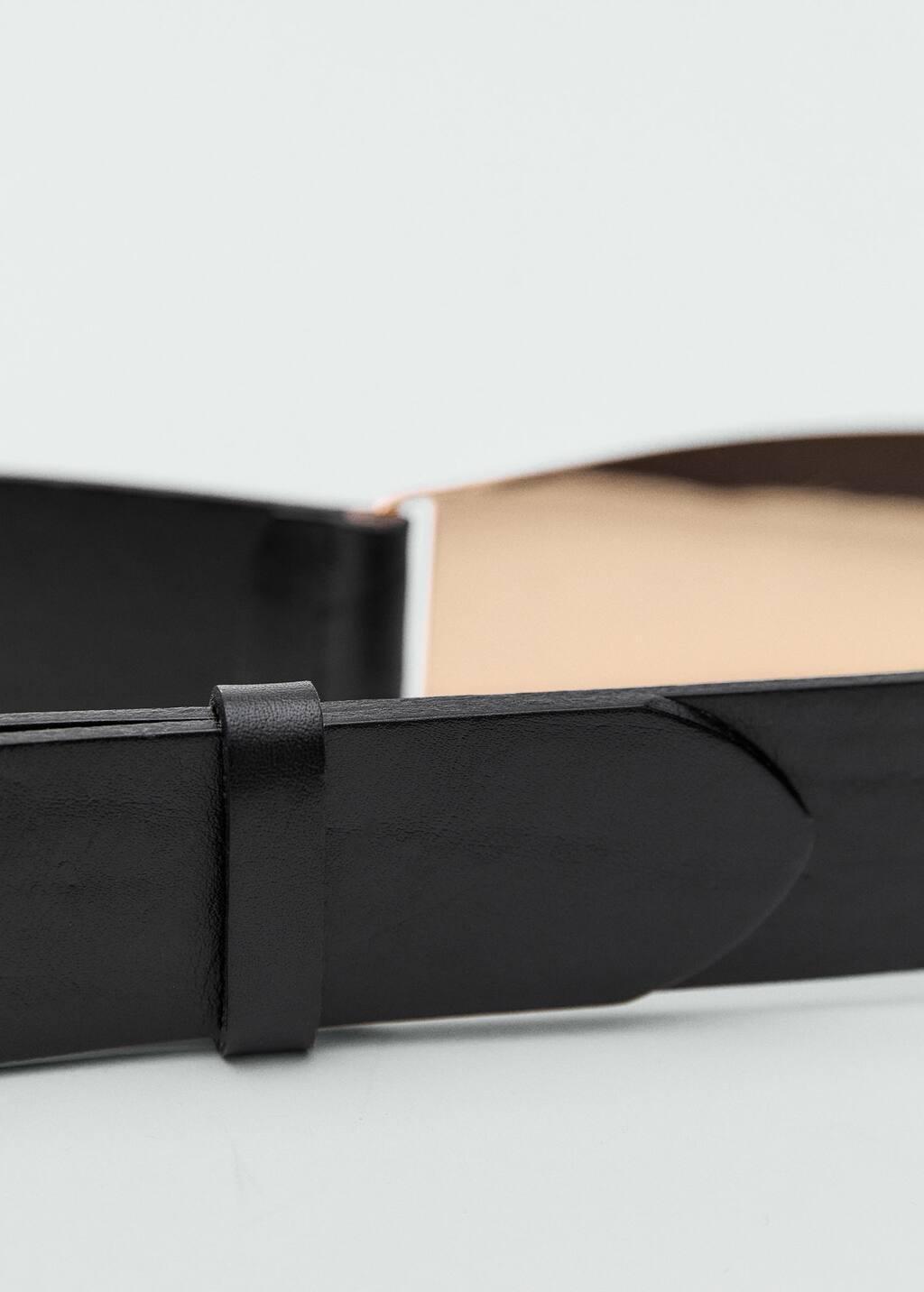 Black Maxi Leather Belt With Metallic Detail, , large image number 3