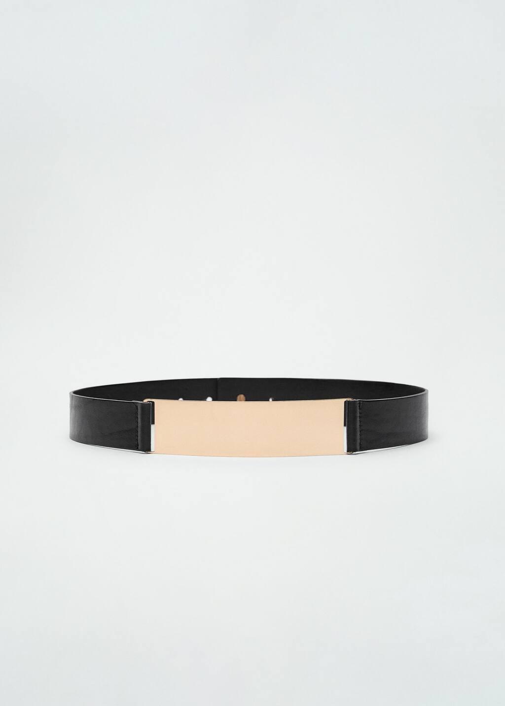 Black Maxi Leather Belt With Metallic Detail, , large image number 4