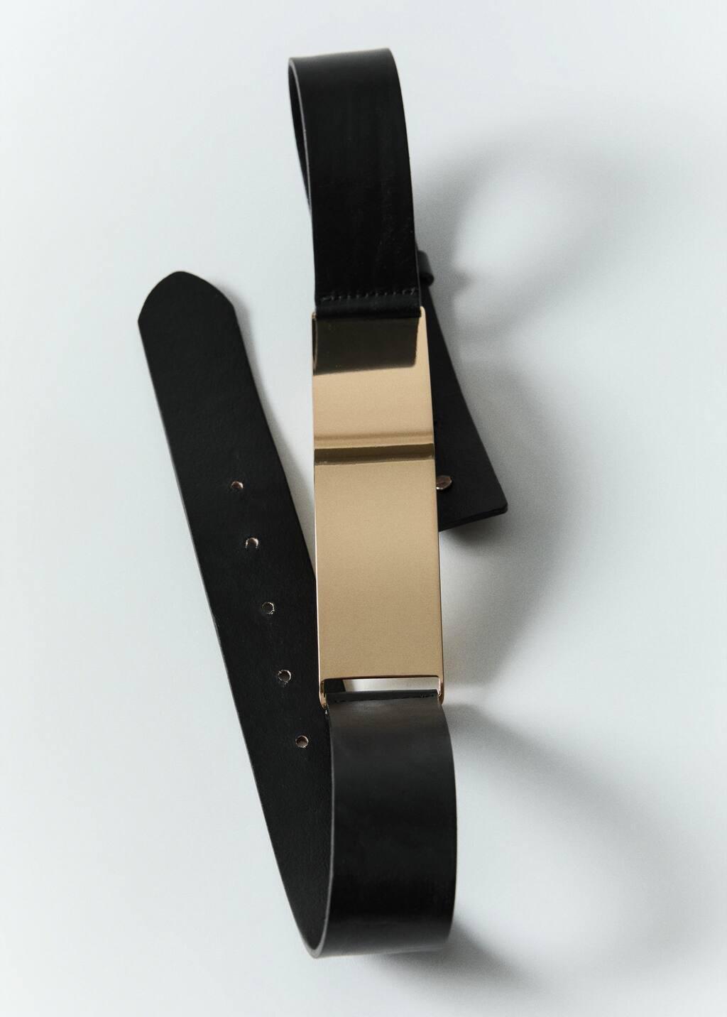 Black Maxi Leather Belt With Metallic Detail, , large image number 5